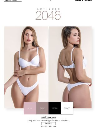 CONJUNTO TAZA SOFT DE ALGODÓN Y LYCRA CON COLALESS SEXY LALI - Cod 2046