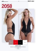 BODY DE PUNTILLA FORRADA DE MICROFIBRA LISA CON COLALESS SEXY LALI - Cod 2058
