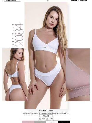 CONJUNTO CRUZADO SIN TAZA DE ALGODÓN Y LYCRA CON COLALESS SEXY LALI - Cod 2084
