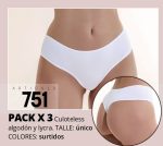 PACK X 3 CULOTTE LESS ALGODÓN Y LYCRA SEXY LALI - Cod 751