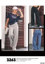 PANTALÓN PALAZZO DE FRIZA CON ALFORZAS SHEDYL - Cod 3263
