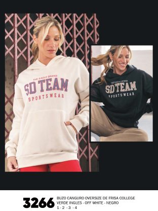 BUZO CANGURO OVERSIZE DE FRIZA COLLEGE SHEDYL - Cod 3266