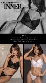 CONJUNTO DE TUL BORDADO Y DIJE PERSONALIZADO. CORPIÑO SOFT SIN PUSH UP. TANGALESS REGULABLE SIGRY - Cod 1305