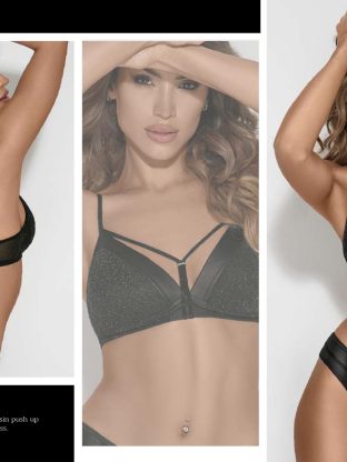 CONJUNTO TRIÁNGULO SOFT DE TUL CON DETALLE DE MICROFIBRA ENGOMADA Y BRETEL CRUZADO. COLALESS. SIGRY - Cod 1310