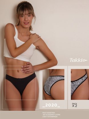 PACK X 2 VEDETINA DE ALGODÓN Y LYCRA LISA Y ESTAMPADA TAKKI - Cod 2020