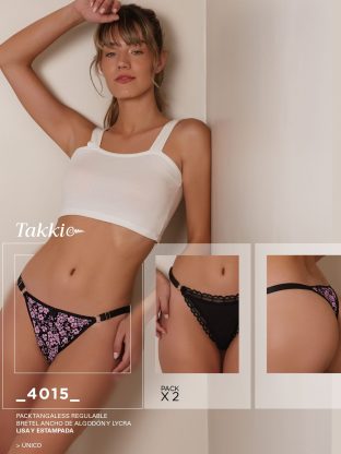 PACK X 2 REGULABLE DE ALGODÓN LISA Y ESTAMPADA CON BRETEL ANCHO DE 15 MM TAKKI - Cod 4015