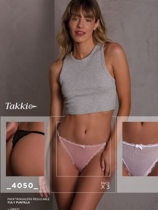 PACK X 3 COLALESS DE TULL CON PUNTILLA TAKKI - Cod 4050