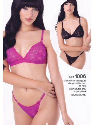 CONJUNTO TRIÁNGULO DE PUNTILLA CON TANGA UAILEE - Cod 1006
