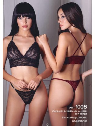 CONJUNTO BRALETTE DE PUNTILLA CON TANGA UAILEE - Cod 1008