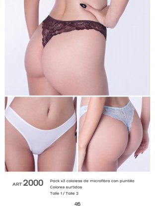 PACK X 3 DE COLALESS DE MICROFIBRA CON PUNTILLA UAILEE - Cod 2000