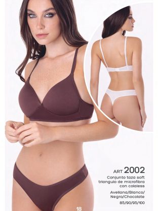 CONJUNTO TAZA SOFT TRIÁNGULO DE MICROFIBRA CON COLALESS UAILEE - Cod 2002