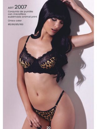 CONJUNTO DE PUNTILLA CON MICROFIBRA SUBLIMADA ANIMAL PRINT UAILEE - Cod 2007