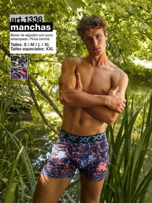 BÓXER DE ALGODÓN Y LYCRA ESTAMPADO CON PINZA CENTRAL XY - Cod 1336