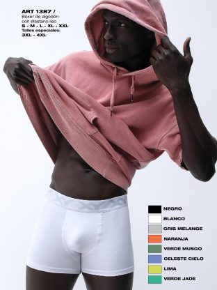 BÓXER DE ALGODÓN Y ELASTANO. ANATÓMICO, LISO CLÁSICO XY - Cod 1387