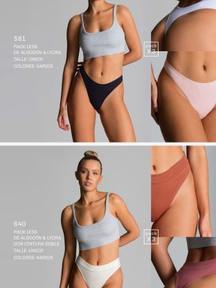 PACK X 3 LESS DE ALGODÓN Y LYCRA CON CINTURA DOBLE BRIGITTE - Cod 640
