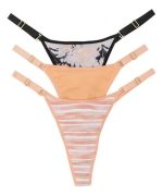 PACK X 3 DE TANGA CAVADA DE ALGODÓN Y LYCRA ESTAMPADO DURAZNO. BRETEL ANCHO  FRASHE - Cod 5004