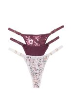 PACK X 3 DE TANGA CAVADA DE ALGODÓN Y LYCRA ESTAMPADO LIBERTY MALBEC  FRASHE - Cod 5011