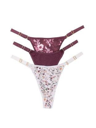 PACK X 3 DE TANGA CAVADA DE ALGODÓN Y LYCRA ESTAMPADO LIBERTY MALBEC  FRASHE - Cod 5011