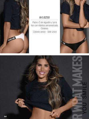 PACK X 3 DE ALGODÓN Y LYCRA. ELÁSTICO PERSONALIZADO. COLALESS. LARA - Cod 6250