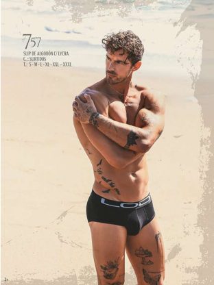 SLIP DE ALGODÓN Y LYCRA CON COLLARETA Y ELÁSTICO PERSONALIZADO LODY MEN - Cod 757