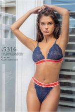 CONJUNTO TRIÁNGULO DE PUNTILLA CON ELÁSTICO SUBLIMADO Y LESS LODY - Cod 5316