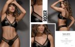 CONJUNTO DE MICROFIBRA ENGOMADA Y RED LUREX FANTASIA. CORPIÑO TRIÁNGULO. COLALESS. SIGRY - Cod 1425