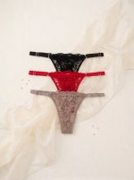 PACK X3 DE TANGA DE PUNTILLA CON BRETEL ANCHO UAILEE - Cod 1014