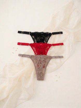 PACK X3 DE TANGA DE PUNTILLA CON BRETEL ANCHO UAILEE - Cod 1014